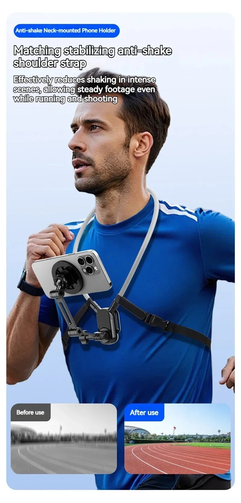 Universal Neck Mount Phone Camera Holder,Magnetic And Clip Compatible With IPhone Samsung 360 Rotation Hands-Free For Video Live