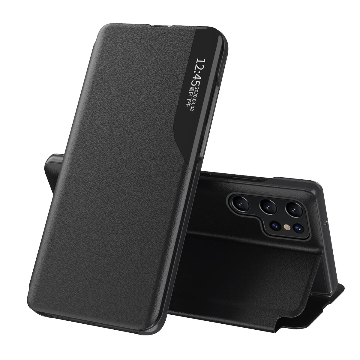 Smart View Window Leather Flip Phone Case with Kickstand For Samsung S26 Ultra S25 Edge S24 S23 S21 S20 FE S22 Plus + Note 20