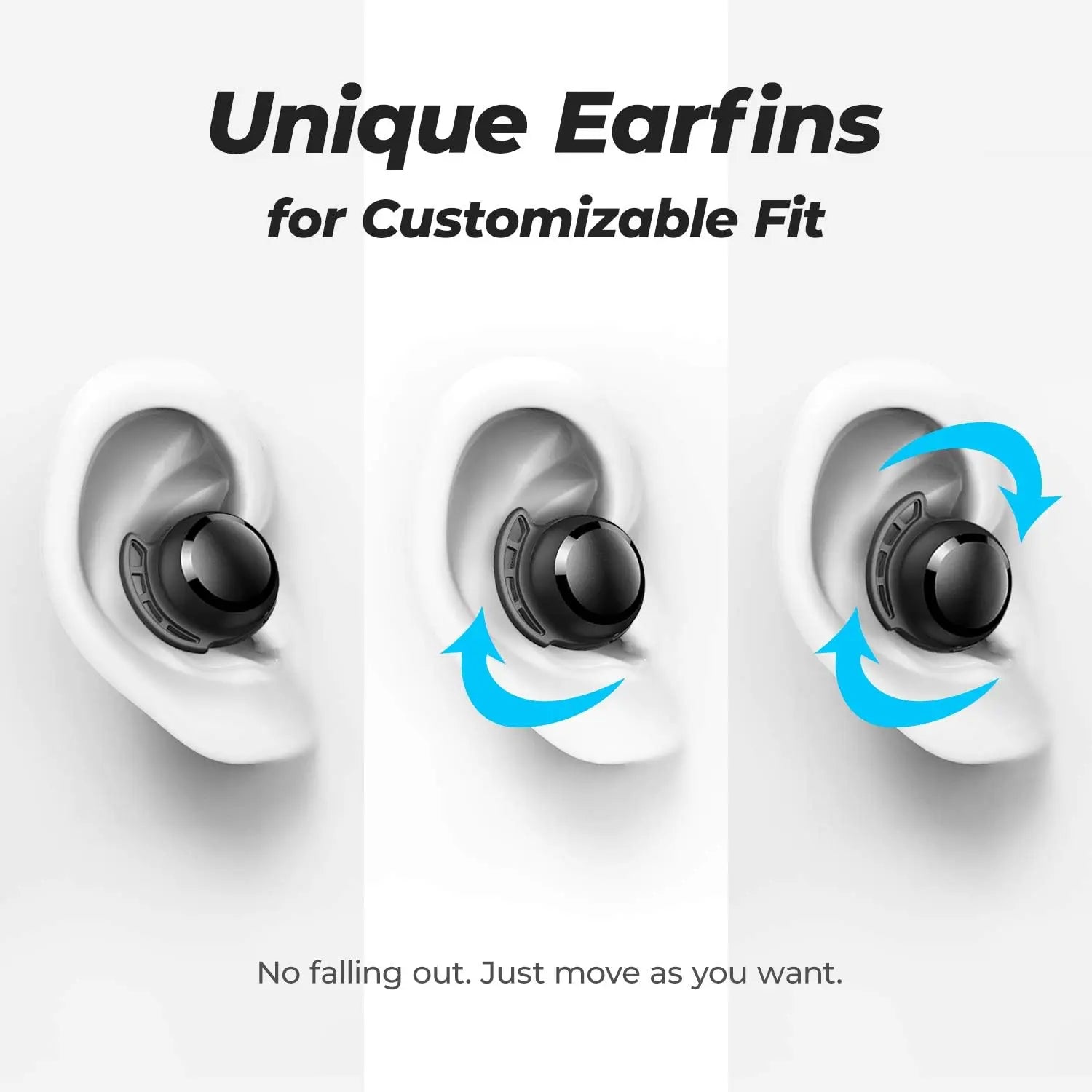 Tribit FlyBuds 3 TWS Bluetooth Earphones IPX8 Waterproof Wireless Headphones with Touch Control Built-in Mic 110-Hour Playtime