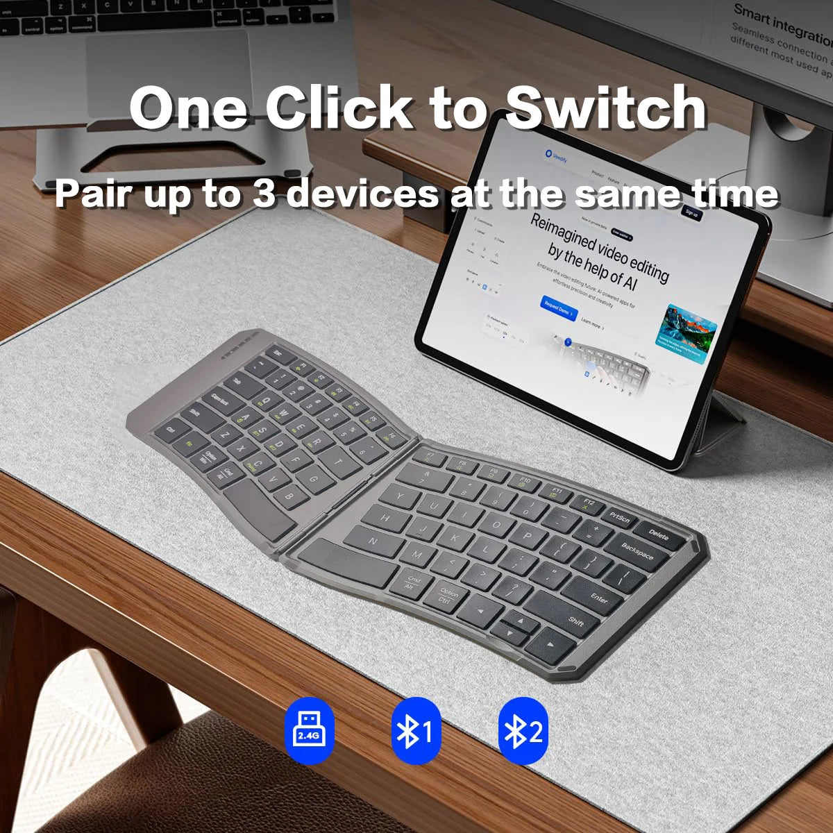 Jomaa Foldable Bluetooth Keyboard Ultra-Thin Folding Rechargeable Keyboard Portable Wireless Keyboard for Laptop iPhone iPad