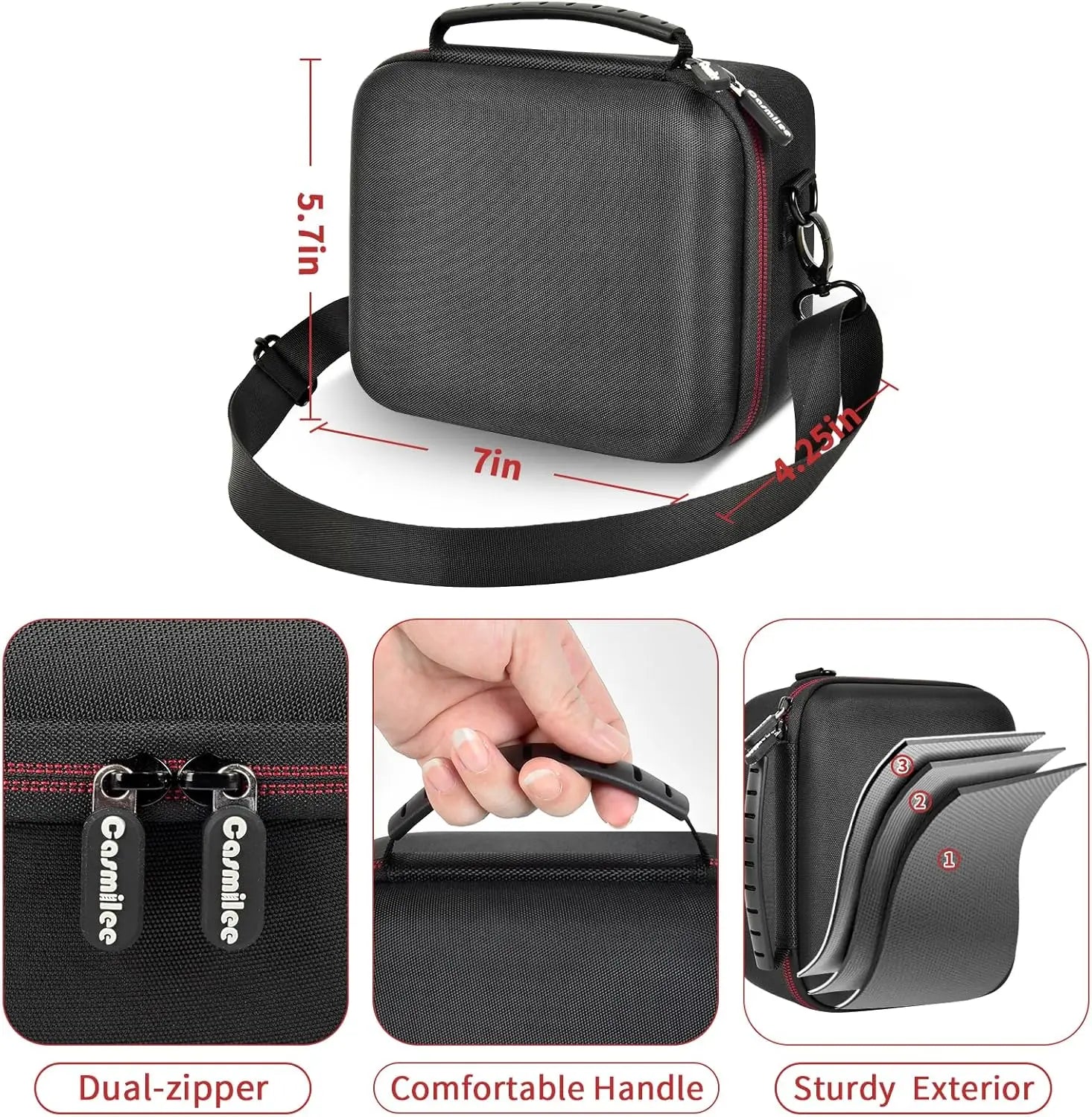 Hard Camera Case for Sony ZV-E10 A6400 A6000 A6100 A6600 A6500 (Medium,Kit Lens Only),Protective Bag with Shoulder Strap & Divid
