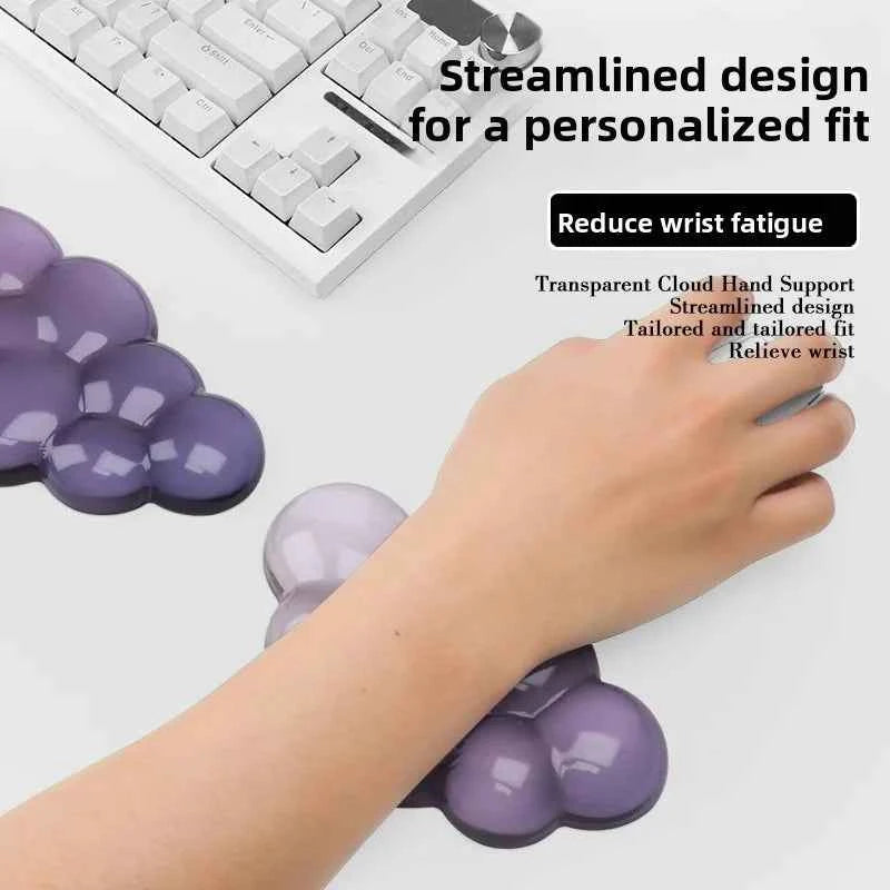 Cloud shaped silicone transparent wristband, mouse pad with wrist rest,non slip keyboard,ergonomic keyboard,mouse pad,wrist rest