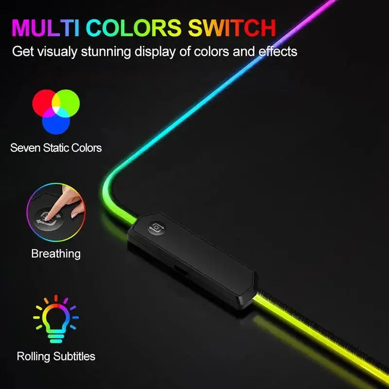 600x300x3mm RGB Gamer Glowing HD Keyboard Mat Asus Office Table New ROG Art Design Colorful LED Mouse Pad Rubber Non-slip Carpet