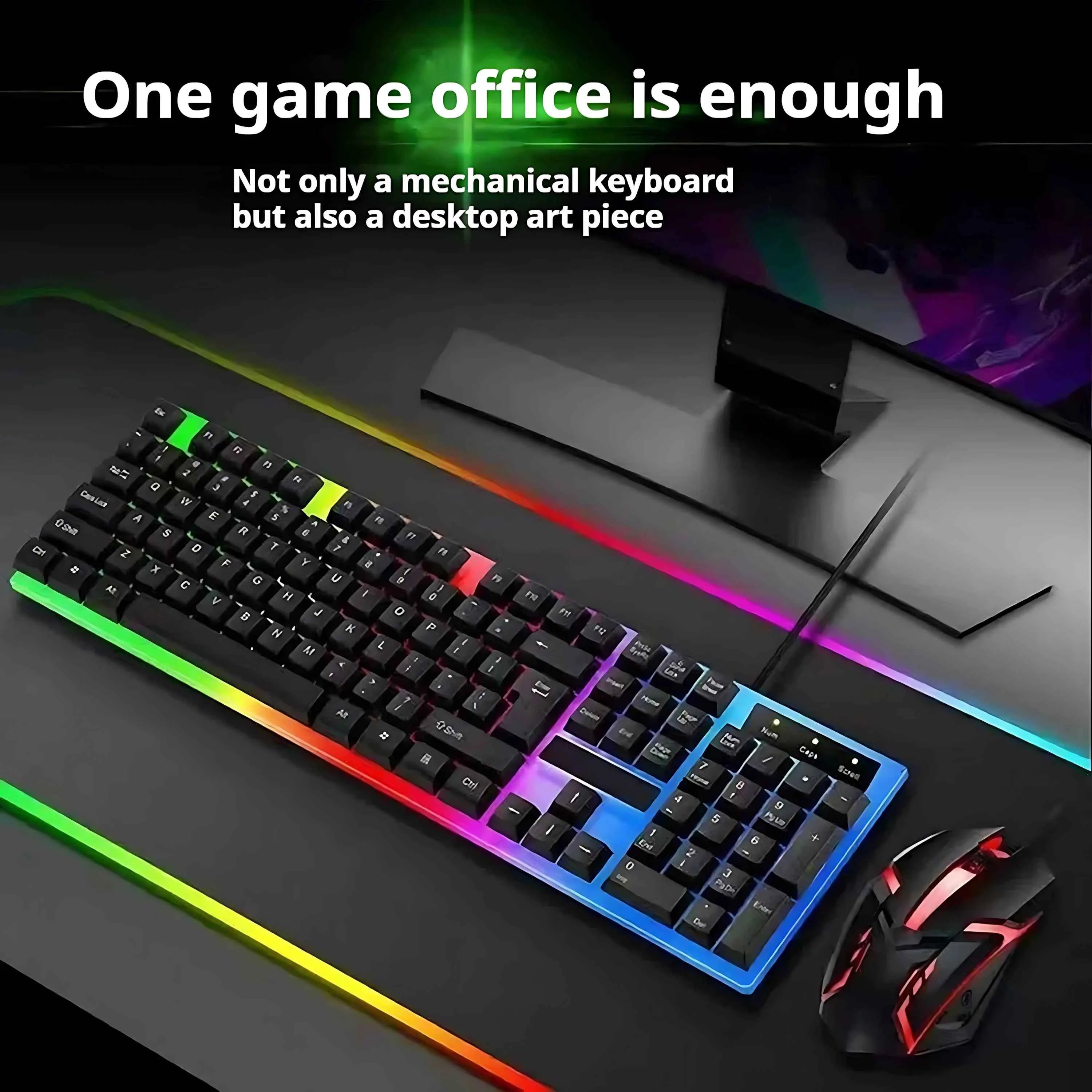Newly Launched HOT Game Office Universal Light Wired Keyboard And Mouse Set Mechanical Feel Floating High Key Cap Game Mouse Set