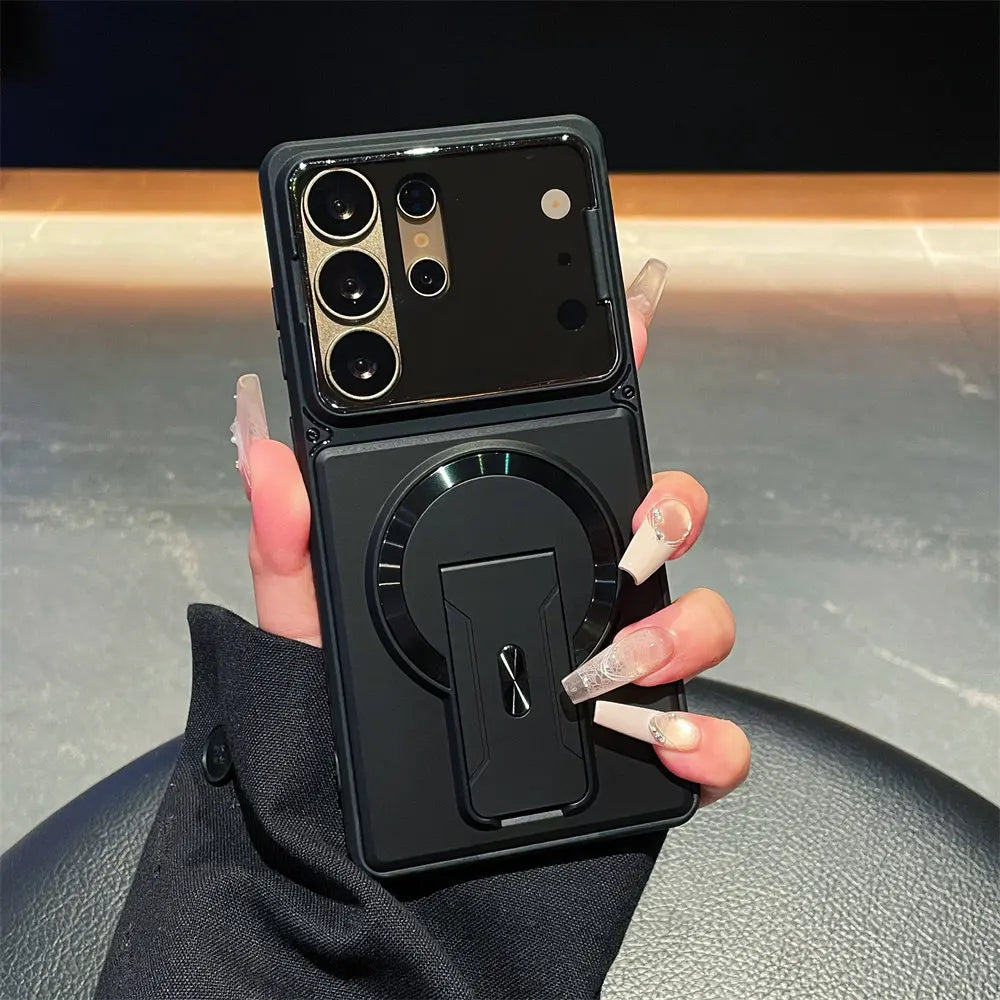 Luxury Invisible Kickstand Magnetic Case for Samsung Galaxy S26 S25 S24 S23 Ultra A57 A56 A37 A36 A17 A16 Lens Protection Cover