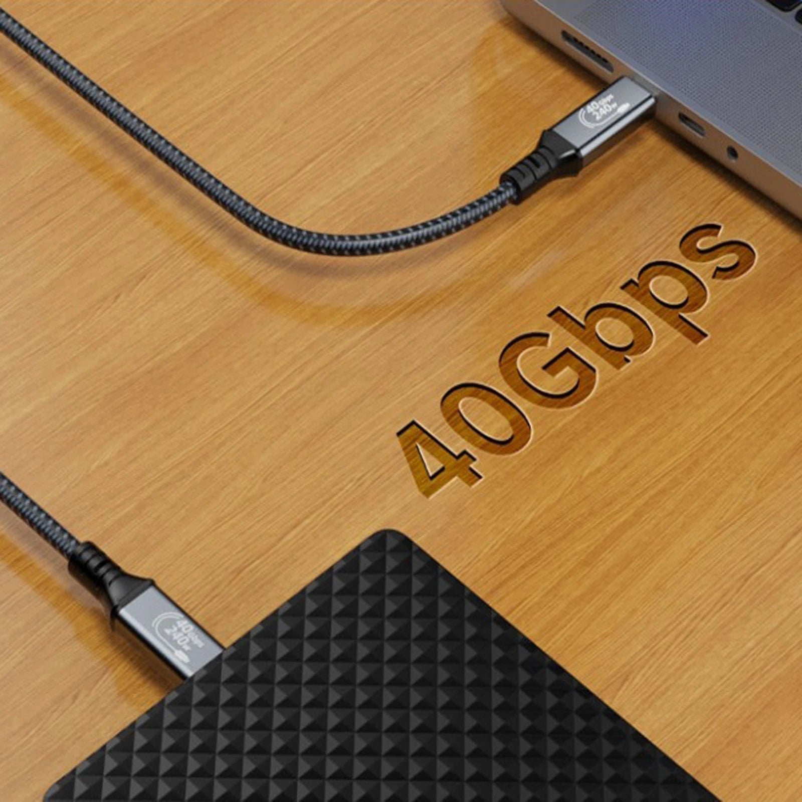 Thunderbolt4 Cable USB4 Elbow 90 Degree Angle Cable PD240W 40Gbps Type-C Thunderbolt3 Data Charging Cable For Carplay Laptop SSD