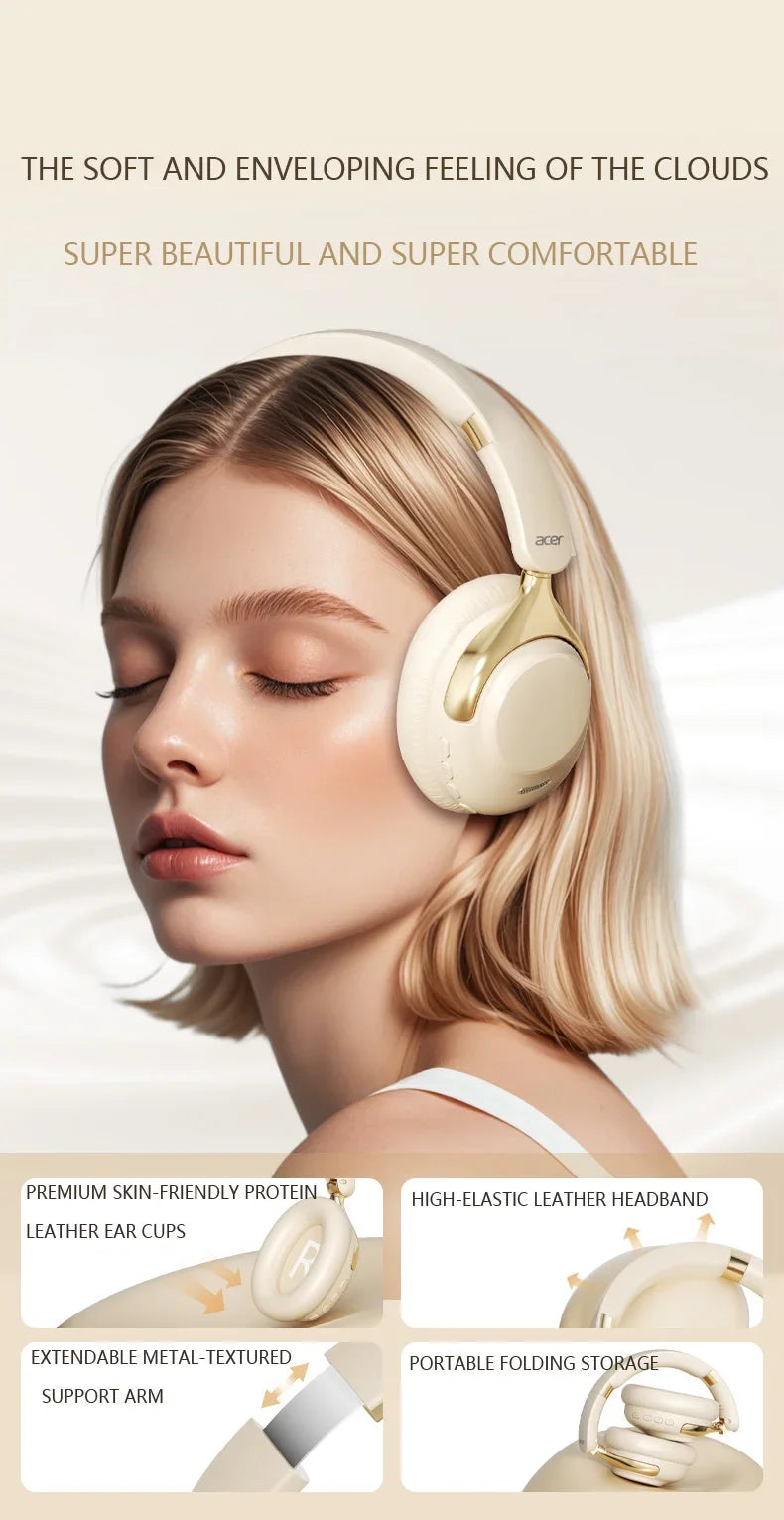Acer ANC Wireless Bluetooth Headphones OHR524 360° Surround Sound Headsets Gamer Sports Earphones Noise Reduction with HD Mic