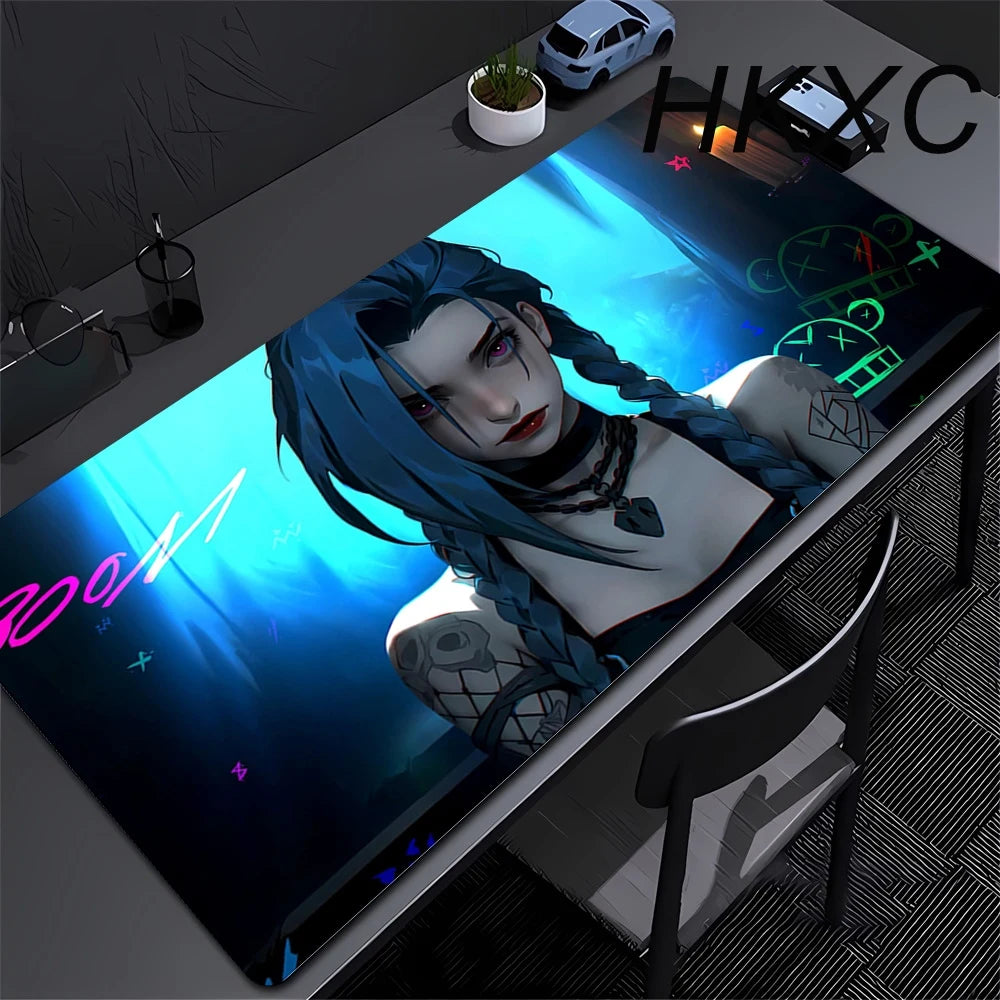 Gamer Arcane Desk Mat Large Mousepad Gamer Accessories PC Computer Keyboard Deskmat ALeague of Legends Jinx Rubber Big Mouse Pad