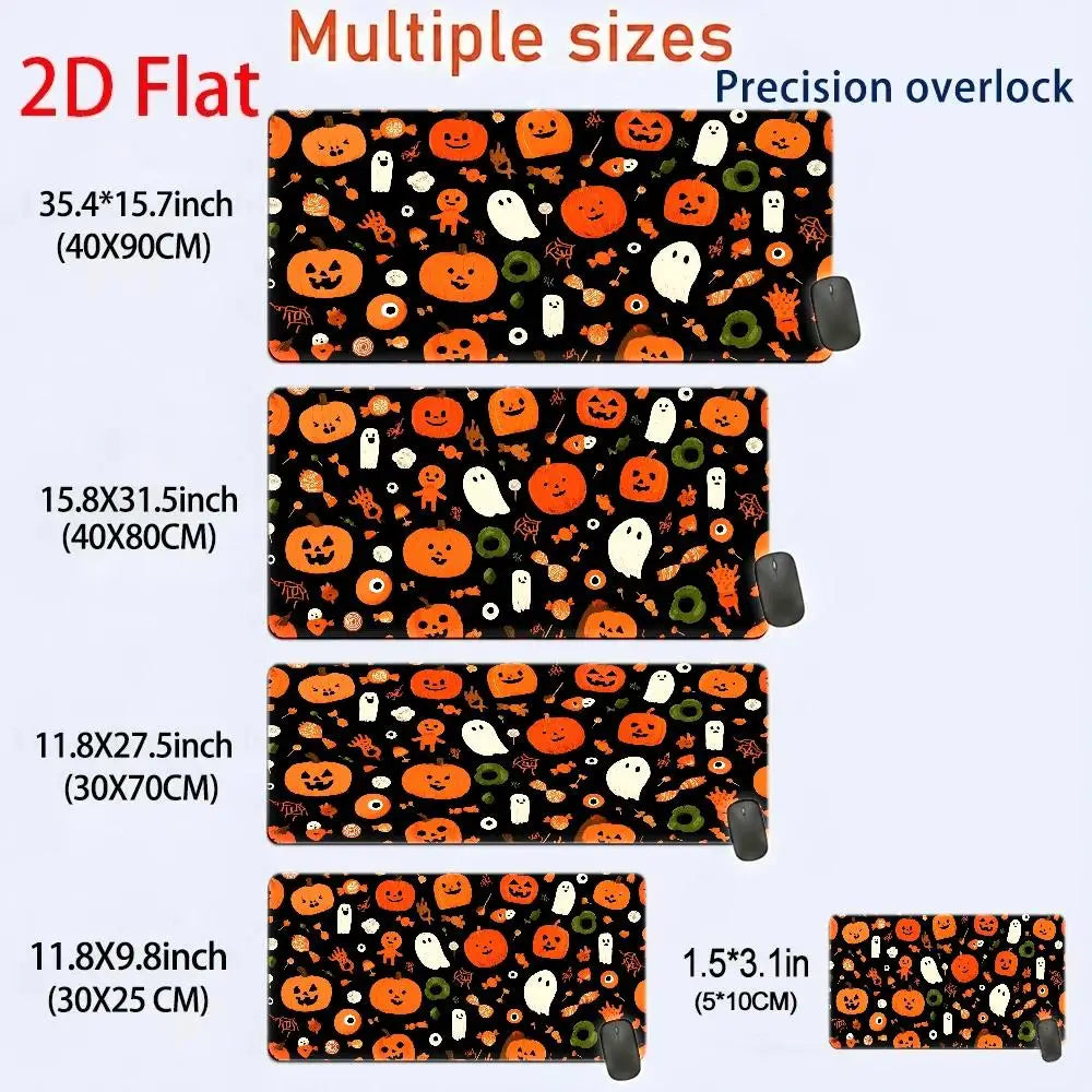 Large Spooky Pumpkins & Ghosts Mouse Pad - Stain-Resistant Suitable for Home Office & Gaming Desk Mat, Machine Washable Durable Compatible for PC, Computer