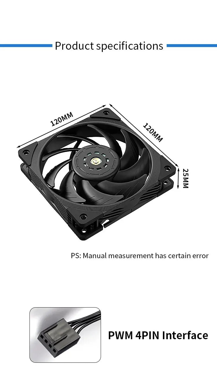 TEUCER T30 Computer Case Fan 12CM 4PIN PWM CPU Cooler Fan PC Case Silent Fan 120mm