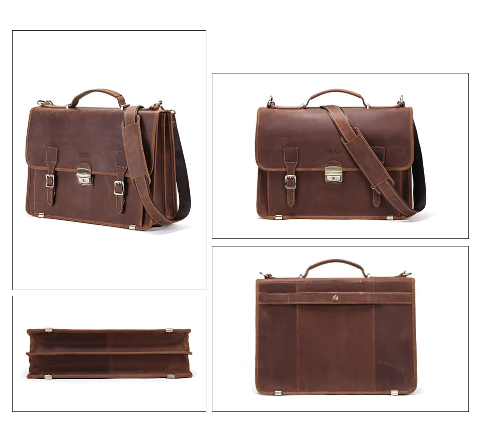 CONTACT'S Genuine Leather Business Bags for Men High Quality Briefcase Office Bag Male Tote Laptop Bags Portfolio Bag Document