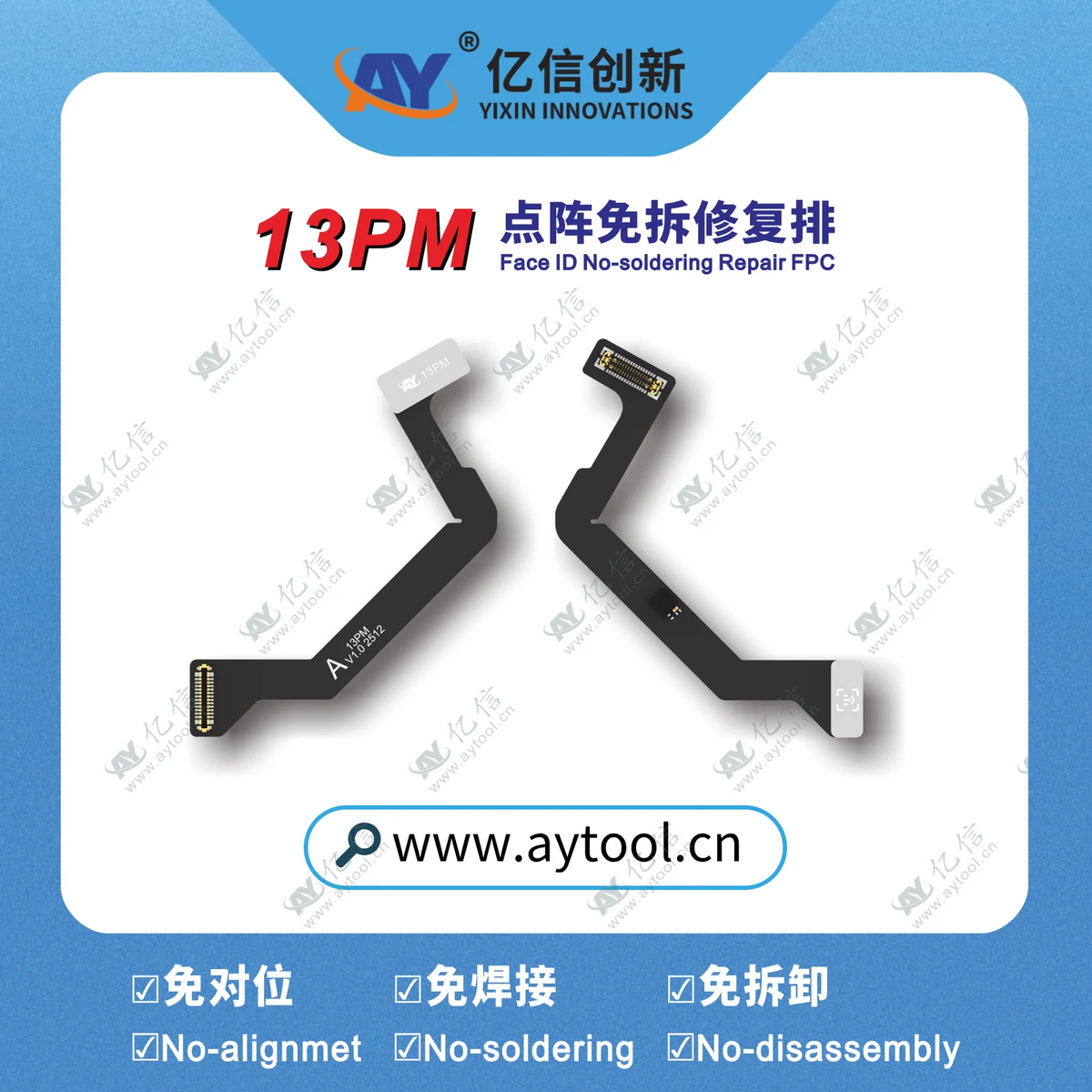 NEW AY A108 Tag Face id Flex Cable for IPhone X-11 12 13 14 15 ProMax Dot Matrix Repair No-alignment NO-soldering No-disassembly