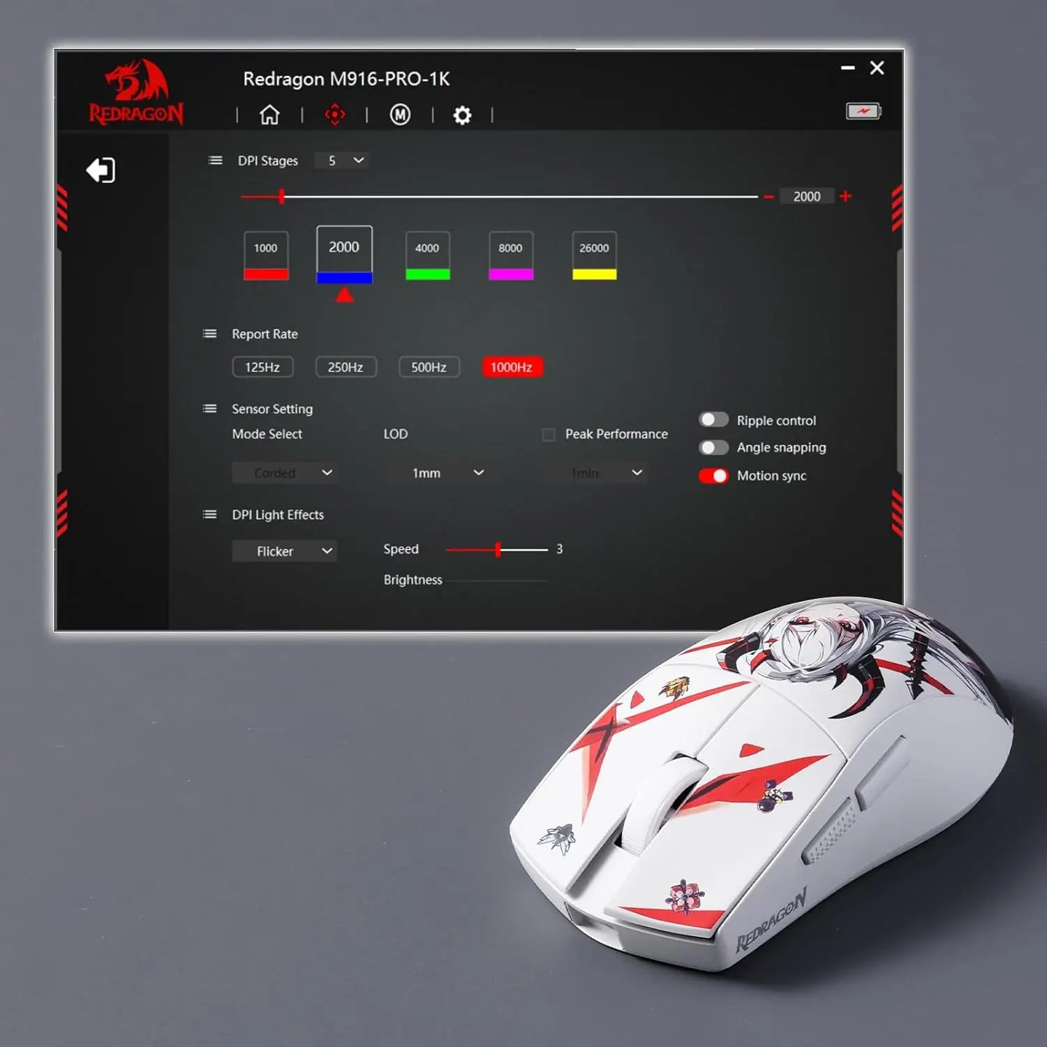 Redragon M916AK PRO 3-Mode Anime 42G Ultra-Light 26K DPI Full Programmable Buttons Gaming Mouse - WinSupport Tech