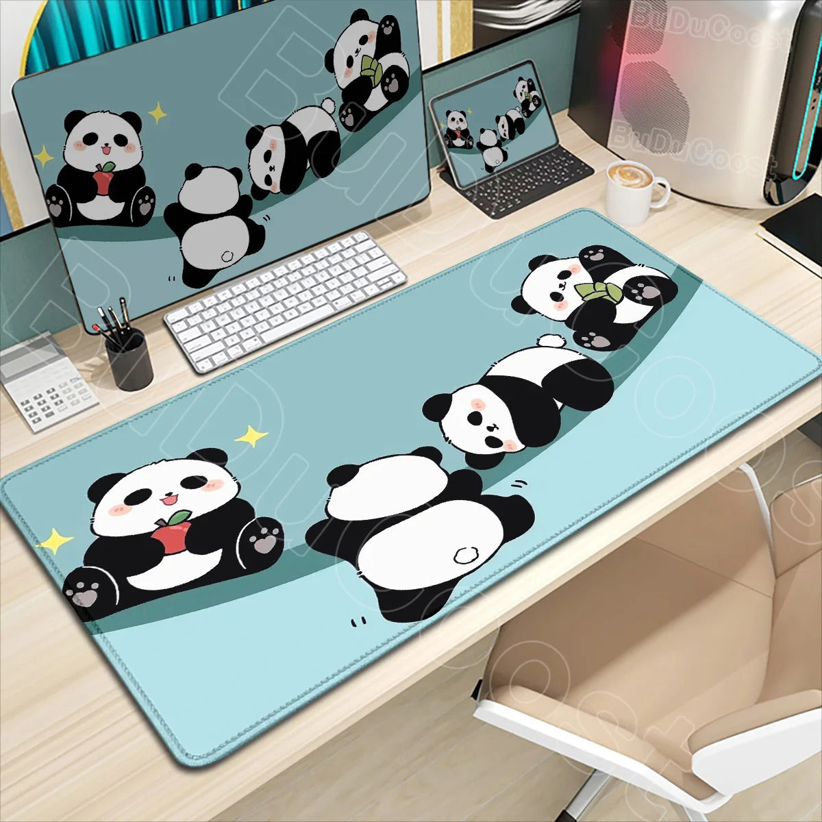 HD Printing Kawaii Anime Panda Mouse Pad Large Computer Office PC Game Table Mats XXL Gaming Keyboard Pad Cute Animals Desk Pads