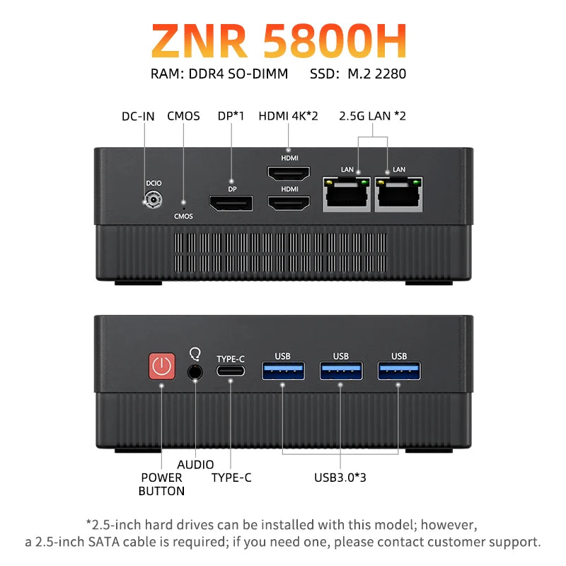 TexHoo AMD R7 6800H 6600H 6600U 7530U 5800H  4800H 4500U Mini PC  DDR5 NVMe SSD WiFi 6  BT5.2 HDMI DP  Dual LAN Desktop computer - WinSupport Tech