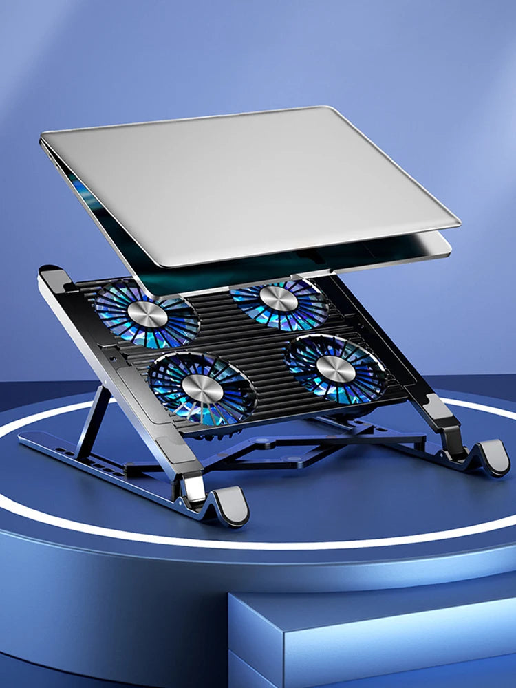 Laptop Cooling Pad with 2/4 Fans, Foldable Laptop Cooling Fan, RGB Silent Portable Laptop Holder, for 11-17.3 Inch Laptops - WinSupport Tech