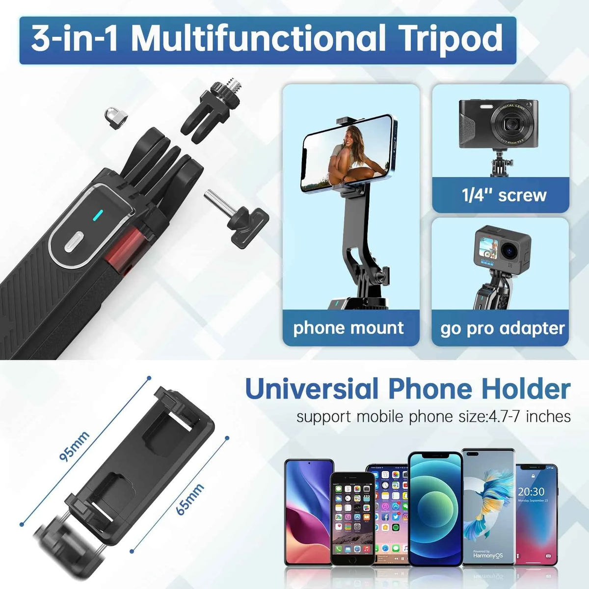 Ulanzi MA09 1.8m Selfie Stick Tripod for iPhone 17 15 Android Phone with Remote Control Panoramic Ball Head Holder U200 VL49 Kit