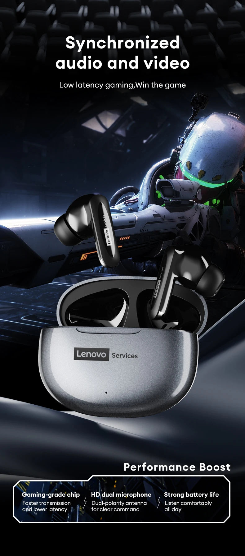 Choice Lenovo Wireless Earphones Bluetooth 6.0 Low Latency Gaming Headset Sport Earbuds XT88Plus Business Headphone 300mAh LE202