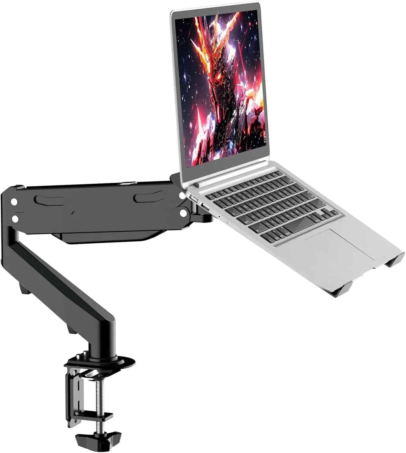Gas Spring Monitor Laptop Stand Mount, 2-in-1 Adjustable Arm for 12-17