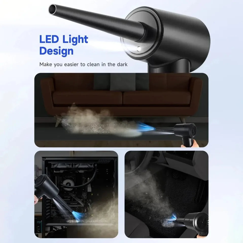 Electric Wireless Air Duster Compressed Air Blower with LED Light for Cleaning Computer Keyboard Camera Car Home