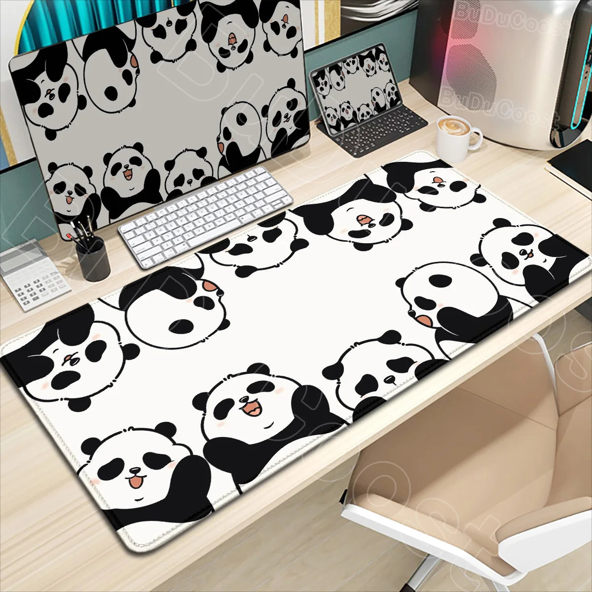 HD Printing Kawaii Anime Panda Mouse Pad Large Computer Office PC Game Table Mats XXL Gaming Keyboard Pad Cute Animals Desk Pads