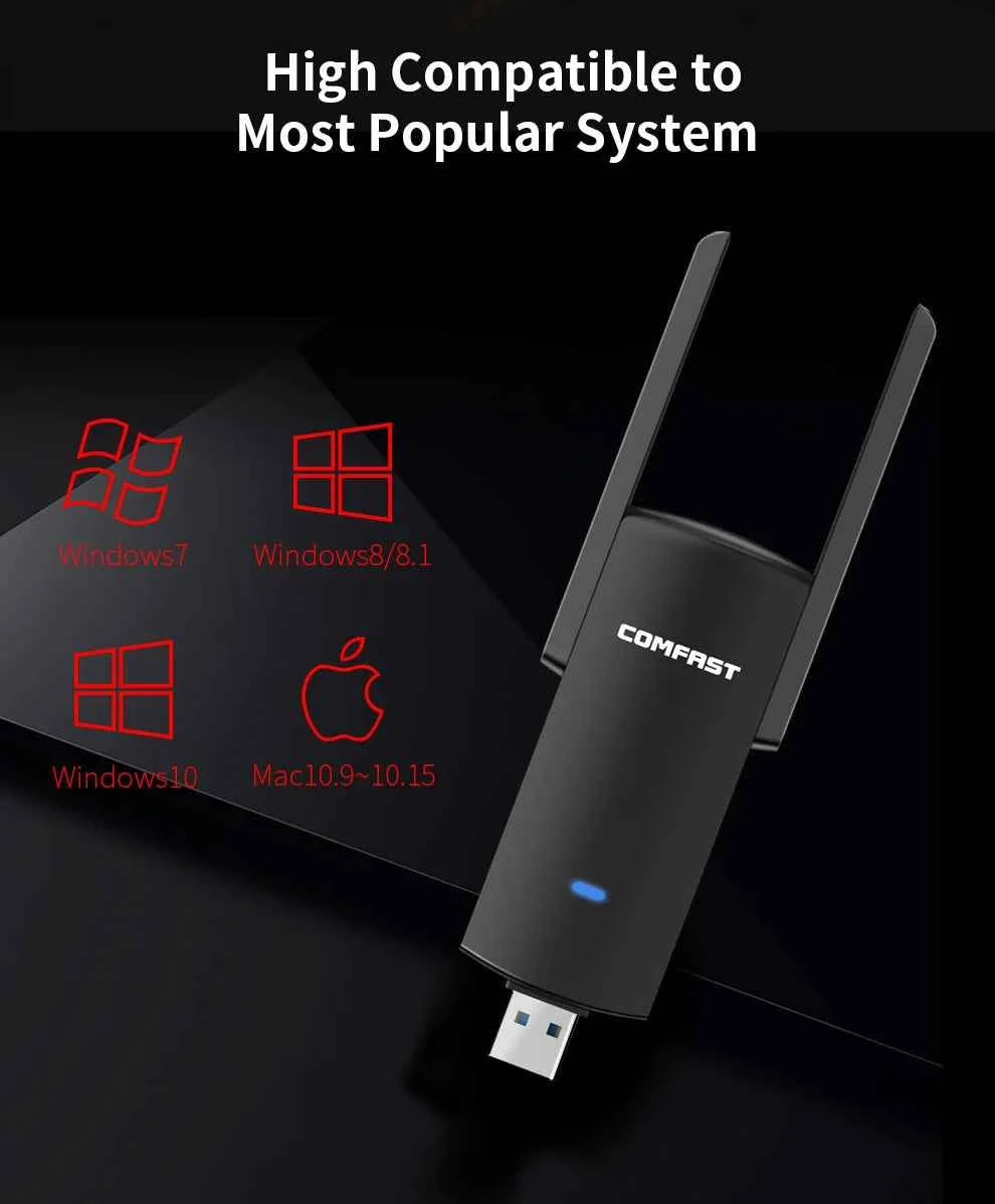Gbit Adapter For Router Comfast Gigabit WiFi Adapter 1300Mbps 2.4G 5GHz Antenna USB3.0 WiFi ...
