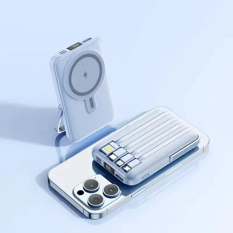 New 20000mAh Magnetic Wireless Power Bank with Cable Stand 22.5W Fast Charger for IPhone 17 16 15 14 13 Samsung Xiaomi Powerbank