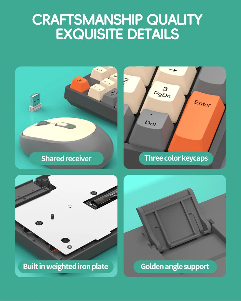 Shipadoo Gaming Wireless Keyboard and Mouse Combo Set,Computer Wireless Laptop Desktop Office Accessories Free Wireless Mouse