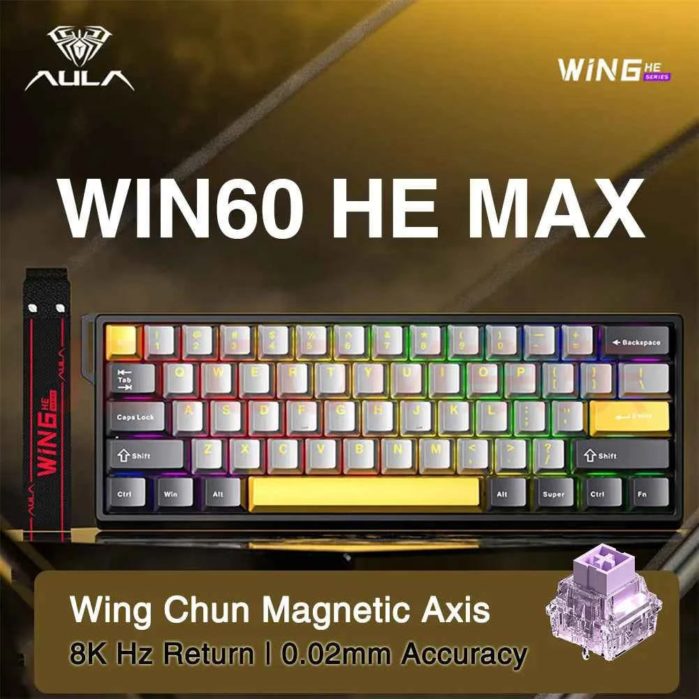 AULA WIN60 HE Esports Magnetic Switch Keyboard Rapid Trigger 8K Return RGB Hotswap 60% 68% Custom Game Keyboard