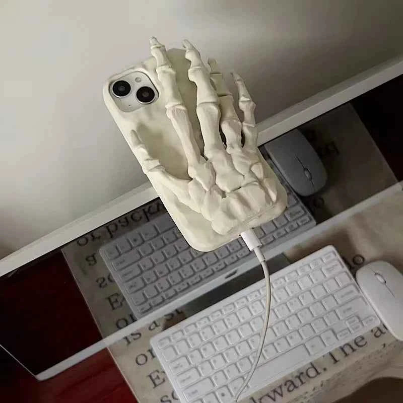 3D Silicone Phone Case for IPhone 16 15 14 13 11 12 Pro Max Shockproof Silicone Funny Skeleton Hand Halloween Soft Back Cover