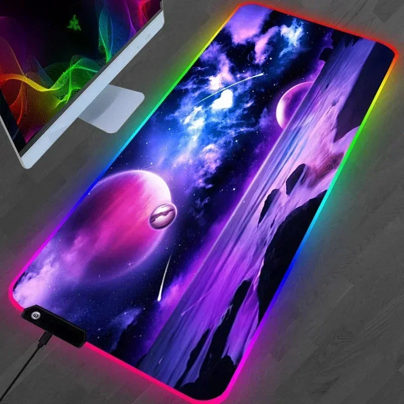 Hot Sell RGB Galaxy Milky Way Mouse Pad Carpet PC Gamer Computer Keyboard Desk Mat anti-slip Mousepad Gaming Accessories 900X400