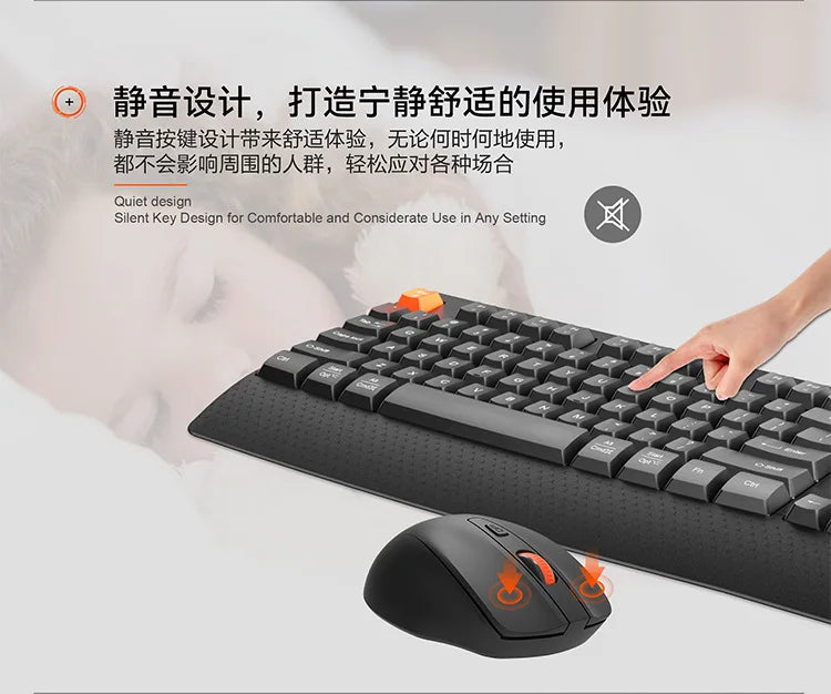 2.4G Wireless Keyboard Mouse Set For PC Laptop Ergonomic Low Noise Keyboard Mouse Combo 1600DPI Adjustable Mouse For Home Office