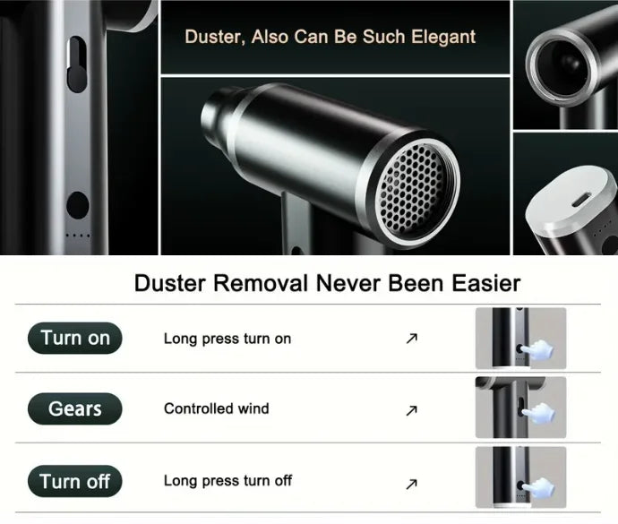 MINI Compressed Air Duster Cordless Dust Blower Rechargeable Vacuum Cleaner Electric Air Pump Portable For Computer Keyboard Sof
