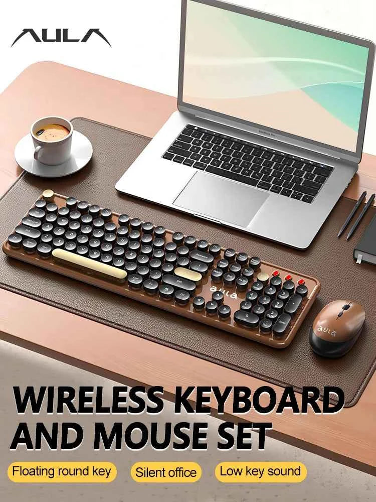 AULA AC306 Wireless keyboard and mouse set Mechanical feel Quiet office soft - sound keys Floating round - key design