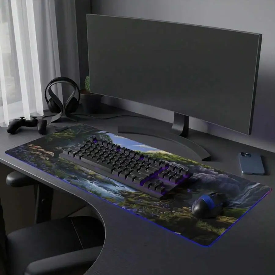LED Edge Lit Gaming Mousepad XL With USB Cable 14 Light Modes RGB