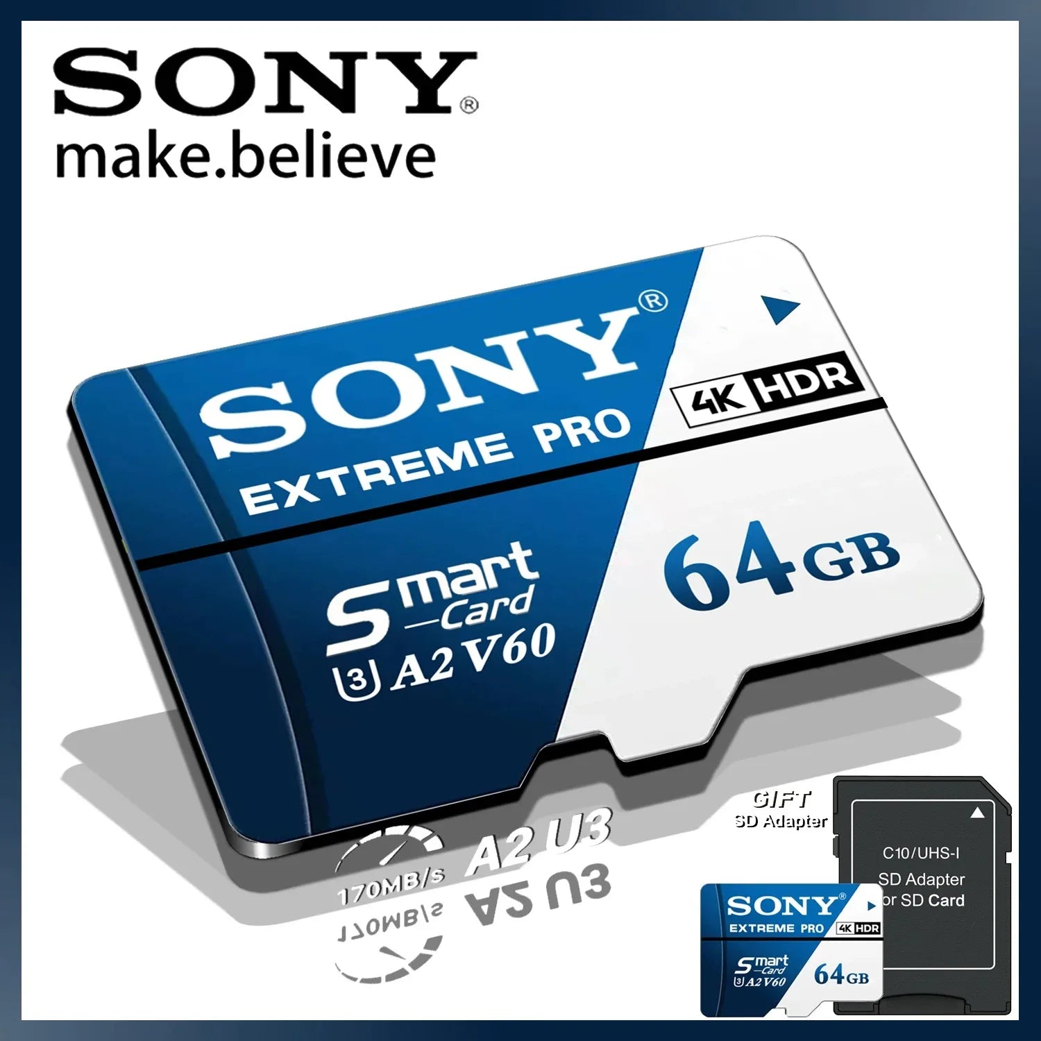 Sony microSDXC Memory Card – U3 V60 A2 High-Speed Storage (64GB–1TB)