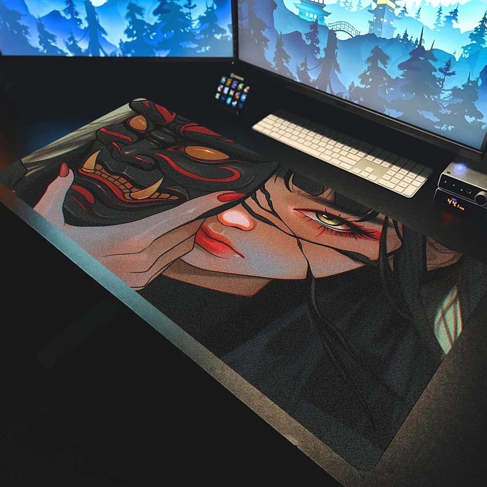 Mask Anime Girl Mouse Pad Large Computer Office Game Table Mats XXL Rubber Anti-slip Gaming Keyboard Mousepads Long Desk Pads
