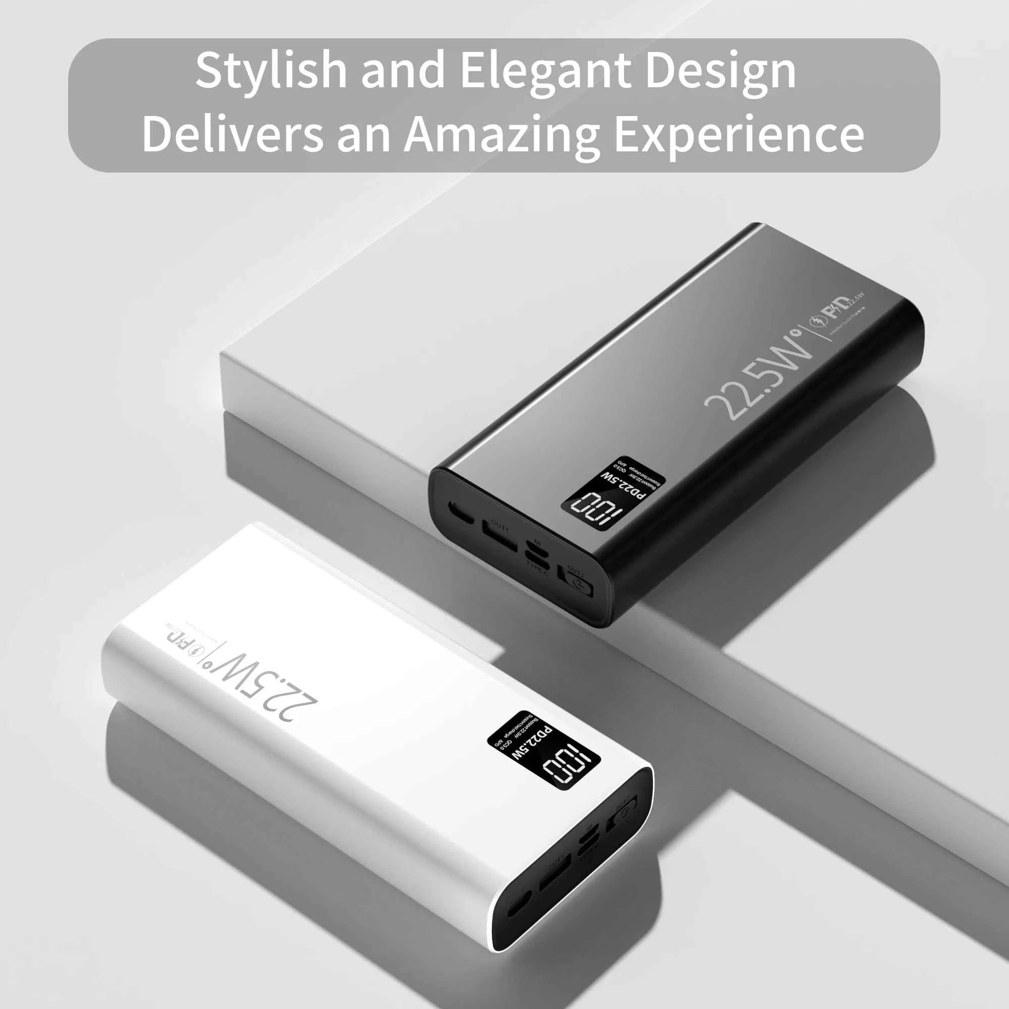 FUNNY PANDA 20000mAh Power Bank 22.5W PD Super Fast Charging Two-Way Fast Charge Smart Digital Display Airplane Approved Large Capacity Portable Charger USB C Compatible with iPhone Samsung Android Phone Tablet