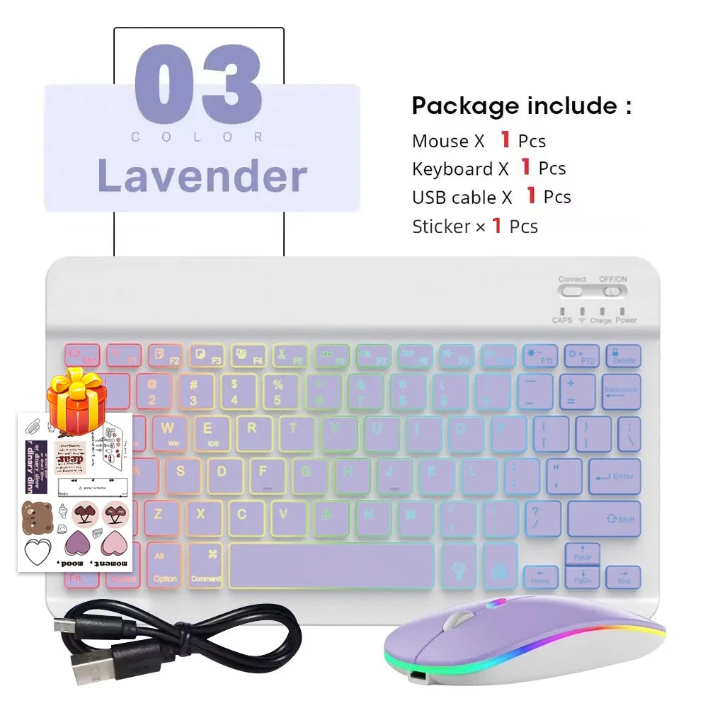 2026 Portable Bluetooth Backlit Keyboard For Xiaomi iPad / iOS Android Windows Tablet Phone Wireless Keyboard With Mouse Spanish