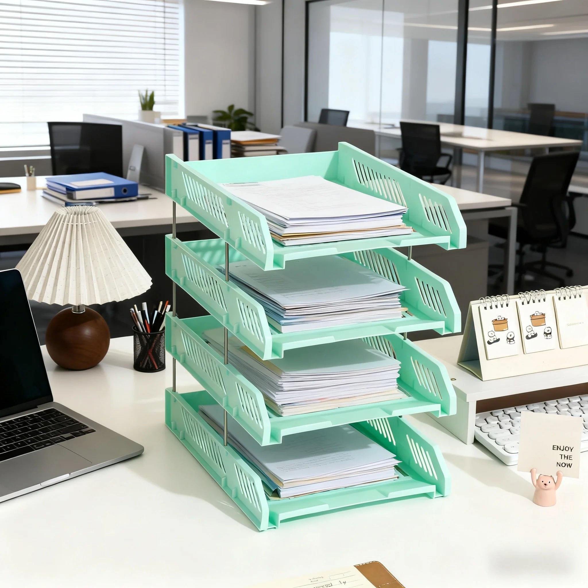 Four-Layer File Tray with Hollow File Compartments, Detachable Storage Rack, File Frame for Organizing Documents, Multi-Layer and Thickened