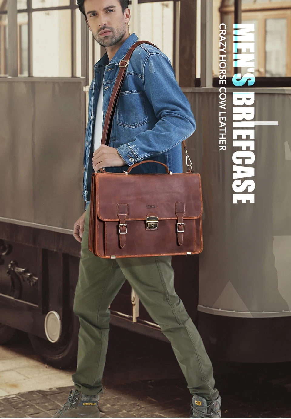 CONTACT'S Genuine Leather Business Bags for Men High Quality Briefcase Office Bag Male Tote Laptop Bags Portfolio Bag Document