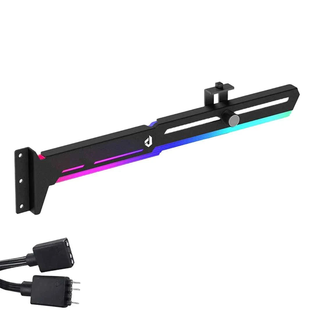 Computer Graphics Card/GPU Bracket, ARGB, Made Of Aluminum Alloy Material, Horizontally Installed, And Adjustable By Sliding.