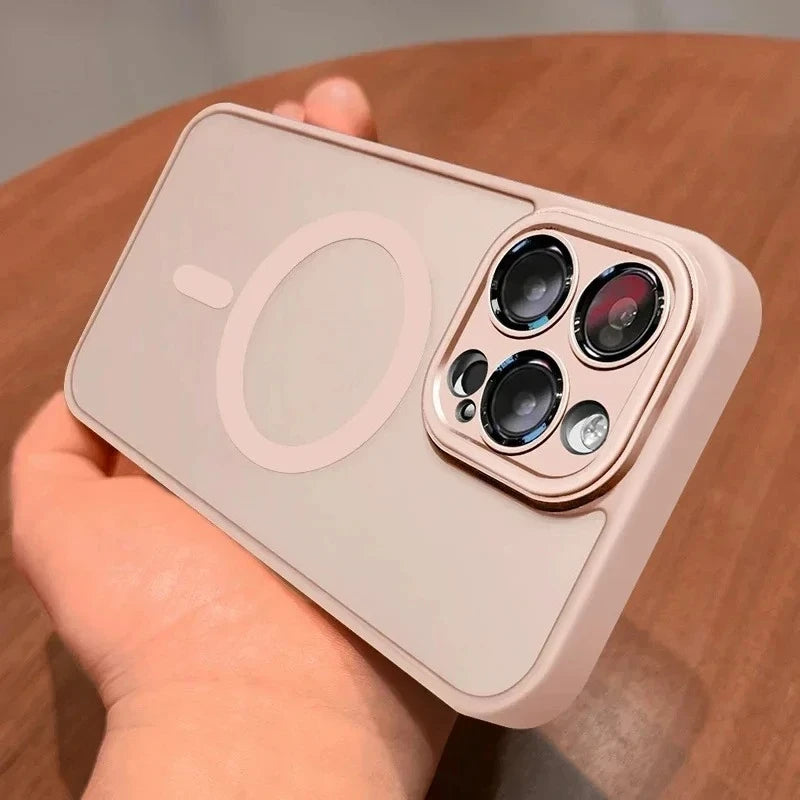 Original Magnetic Wireless Charging Case for iPhone 16 to 12 Pro Max Plus with Lens Protection and Frosted Cover