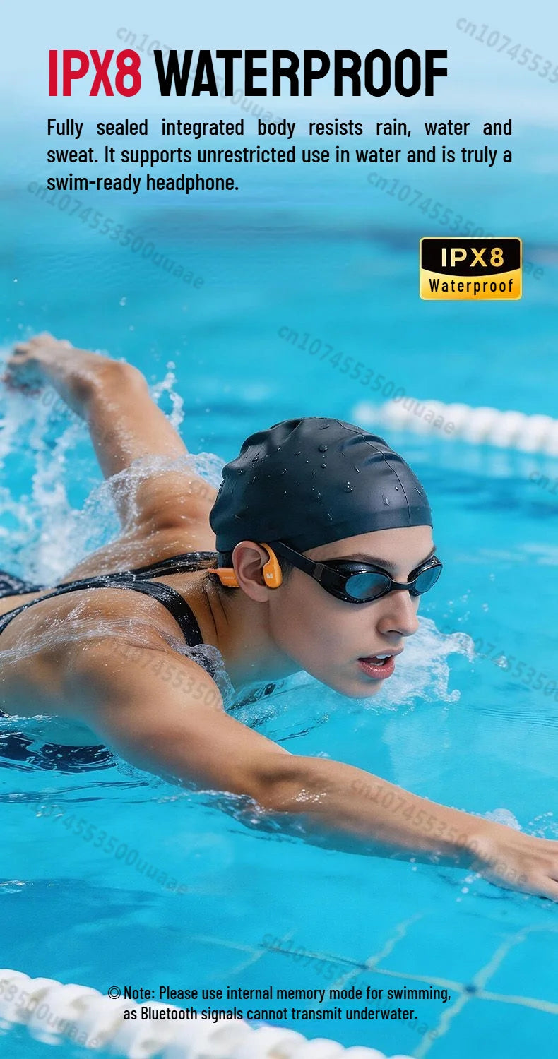 Monster BC300 Bone Conduction Bluetooth 6.0 Headphone IPX8 Waterproof Wireless Swimming Earphones Built-in 32GB Sport Earhook