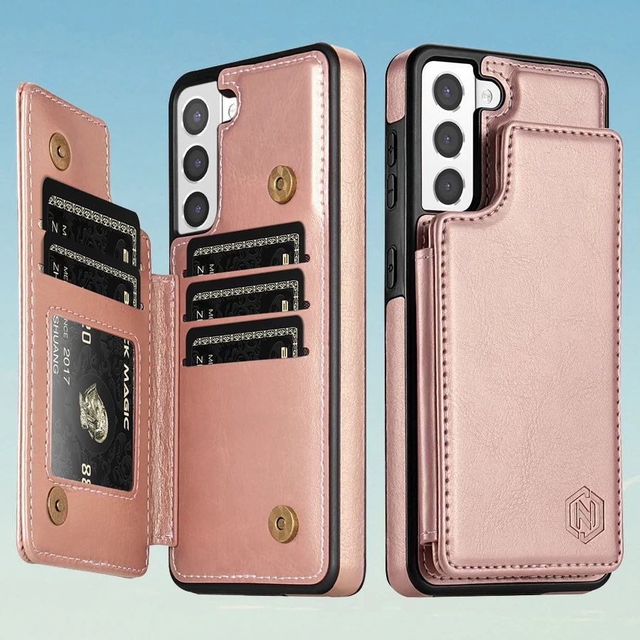 Wallet RFID Blocking Layer Protect Anti-Theft Magnetic Leather Case For Samsung Galaxy S26 Ultra S26 Plus S26 Cover