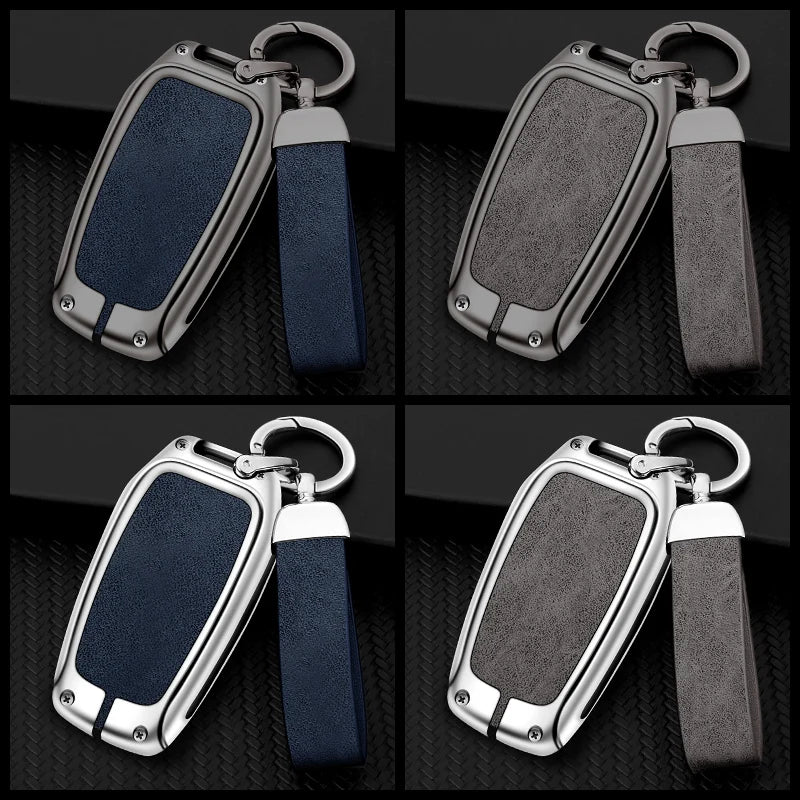Zinc Alloy Leather Car Key Case Protective Case for Toyota CHR Hilux Fortuner Land Cruiser 200 Camry Corolla Crown RAV4 Highland