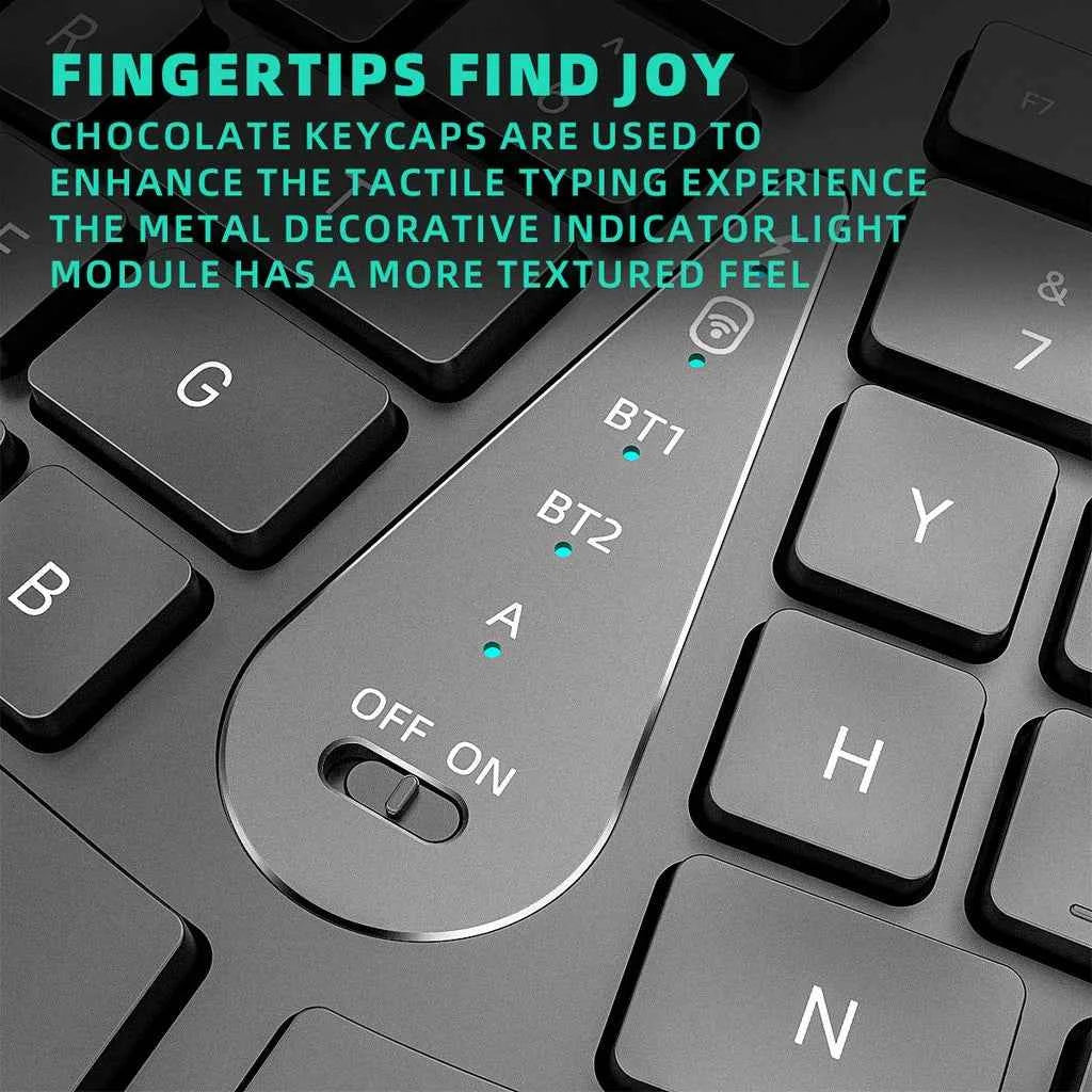 2.4G Wireless Keyboard Mouse Combo,Comfortable Natural Typing,Palm Rest,Multi-Device Bluetooth Rechargeable Keyboard Set
