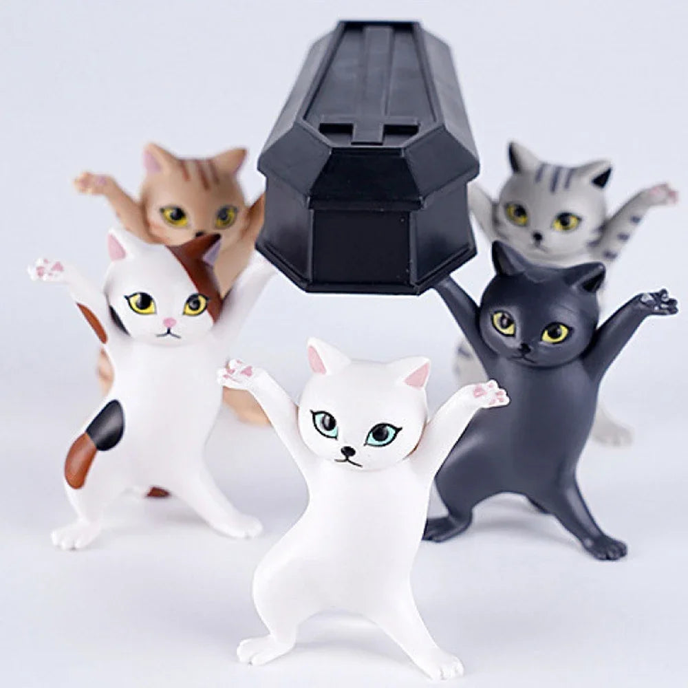 1/5Pc Funny Cats Pen Holder Kawaii Cat Doll Ornaments Plastic Craft Earphone Support Room Office Desk Home Decory Gift Accessory