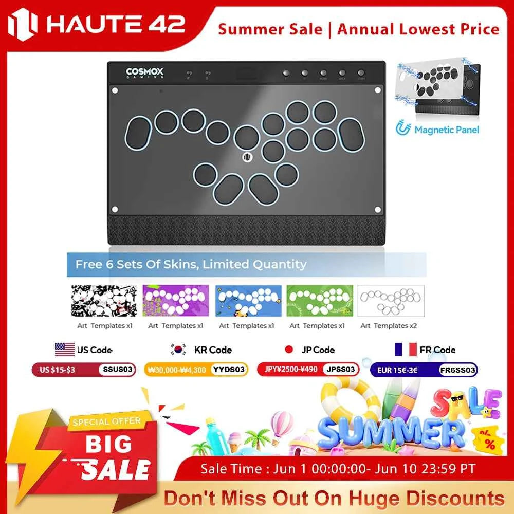 Haute42 Magnetic Stickless Arcade Controller Keyboard C16-S Hitbox Leverless Controller For PC/PS4/PS5/Switch Fight Stick Hitbox