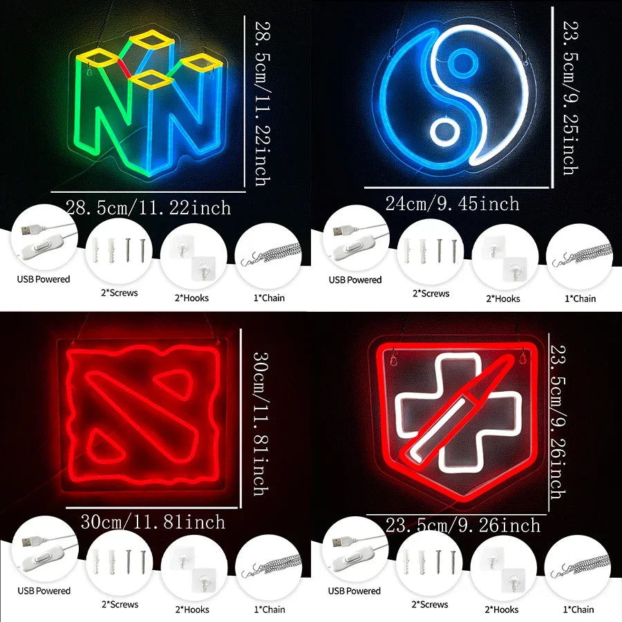 Neon Sign for Home Decor for Room Decoration Bedroom Accessories Series Wall Game Light Man Up Gifts Gamer Aesthetic Friends